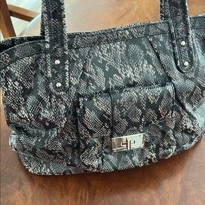 Calvin Klein Collection Black and Gray Snakeskin Shoulder Bag